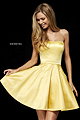 Strapless 2018 Yellow Sherri Hill 52397 Homecoming Dresses With Pockets