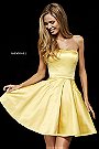 Strapless 2018 Yellow Sherri Hill 52397 Homecoming Dresses With Pockets