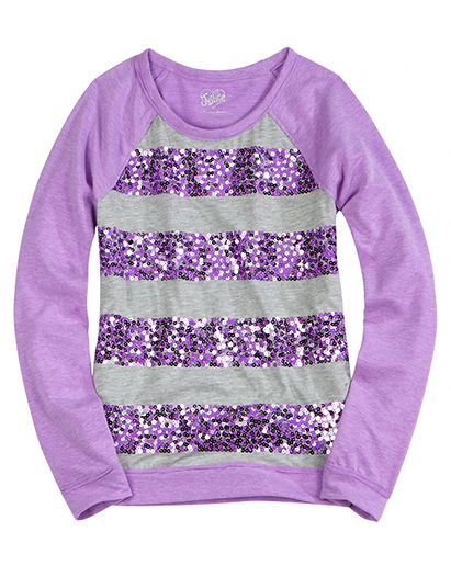 Sequin Striped Knit Sweatshirt
