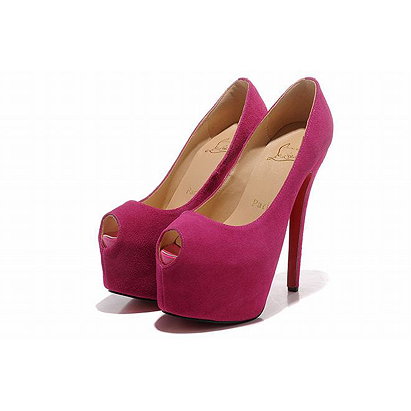 Pink Christian Louboutin Highness 160mm Platform Peep Toe Suede Pumps Red Sole Shoes