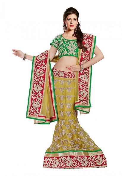 Yellow Color Net Designer Lehenga Choli