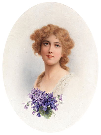 A Young Dame with Violets