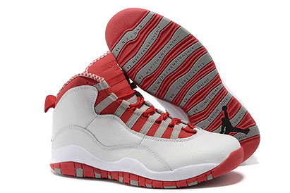 Air Jordan AJ 10 Retro Grey White and Red Basketball Men Shoes