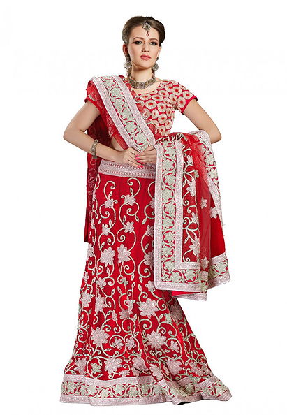 Red Color Net Designer Velvet Lehenga Choli