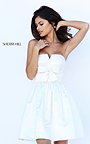 2016 Short A-Line Strapless Ivory Satin Homecoming Gown By Sherri Hill 50547