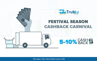 Trukky Logistics Services’ CashBack Carnival - Earn Upto 10% CashBack on Your Transportation over 500+ Routes