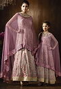 Purple Color Designer Georgette & Net Mother Daughter Anarkali Dress Suits