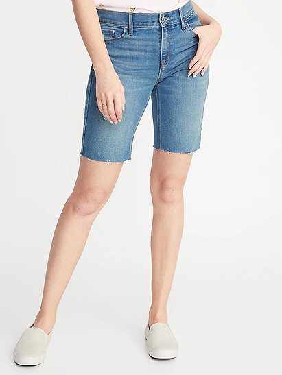 Slim Jean Cut-Off Bermuda Shorts for Women