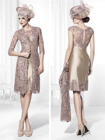 Sheath/Column Scoop Knee-Length Formal Dress