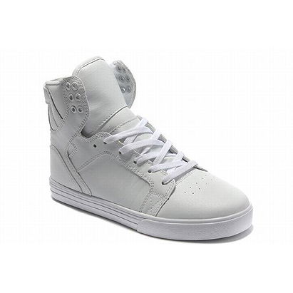 men all white supra skytop high tops patent shoes