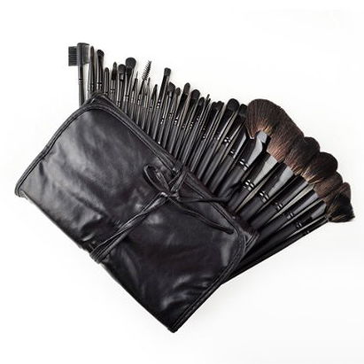 32 Pcs Black Rod Makeup Brush Cosmetic Set Kit with Case