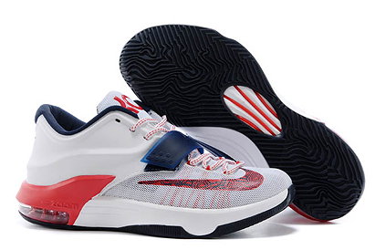 Nike KD 7 USA July 4th White/University Red/Obsidian Colorway Kevin Durant Sneakers for Men