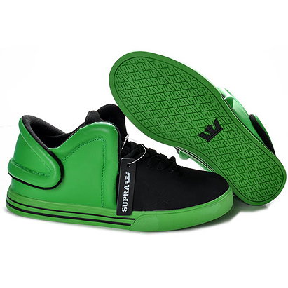 Leather Supra Falcon Mid Shoes Black and Green Men Size
