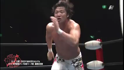 Go Shiozaki & Kento Miyahara vs. Jun Akiyama & Takao Omori (AJPW, 12/06/14)