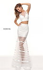 2 Piece Style Striped Sherri Hill 50649 Appliqued Ivory Party Dress Sweet 2017