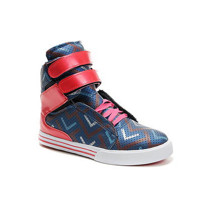 Supra Society High Top Sneakers Blue Red Perf Leather