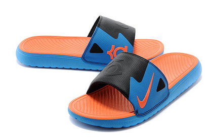 Nike KD Slides-Color:Orange/Black/Blue - Mens Sandals