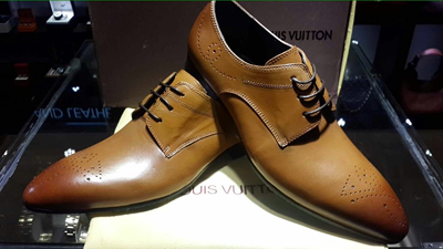 Louis VUITTON Mens LV Dress Tan Brown Leather Shoes 
