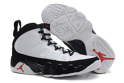 Womens Michael Jordan Retro IX 9 Black White and True Red Colorway Sports Footwear