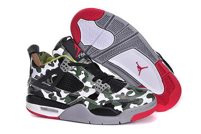 Jordan IV 4 Camouflage Army Green/Black and Red Footwear in Mens Size