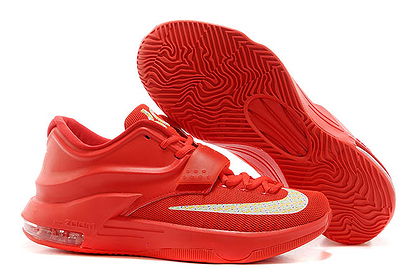 Zoom KD 7 Nike Mens Silver/Action Red Cheap Shoes - 