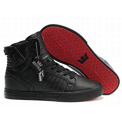 high tops supra skytop black leather men shoes