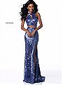 2018 Sequined Pattern Purple Sherri Hill 51756 Long Fitted Prom Dresses 2 Piece