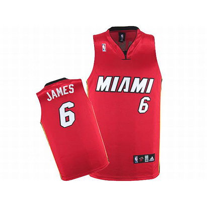 Adidas Miami James Red Jersey #6 White Number