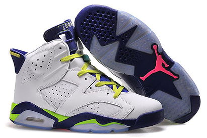 Seahawks - Air Jordan VI 6 White/Purple with Fierce Green Mens Basketball Trainers