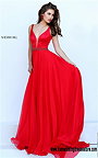 2016 Plunging Neck Sherri Hill 50264 Beaded V-Back Red Prom Dress Long