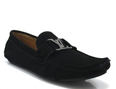 Louis Vuitton Mens LV Initials Velvet Black Shoes 