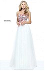 2017 Strapless Ivory/Multi Embroided Sherri Hill 50873 Long Chiffon Prom Dress
