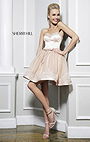 Cheap Sherri Hill 21238 Beaded Strapless A-Line Nude Tulle Homecoming Dress