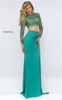 Full Sleeved Jeweled Two Piece Long Sexy Slit Prom Dress In Sherri Hill Style 32339