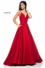 Sherri Hill 51822 Plunging V Neck A Line Long Taffeta Prom Dresses 2018 Red