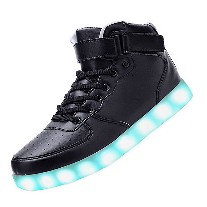 LES TRICOT High Top LED Light Up Shoes (Black)