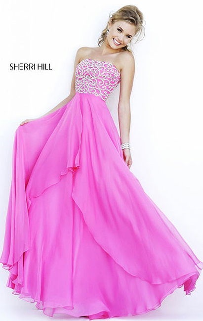 Sherri Hill 8554 Fuchsia Jeweled Strapless Evening Gown Online
