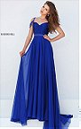 Knotted Ruched Sherri Hill 50086 Jeweled Royal Long Dress Prom 2016 On Sale