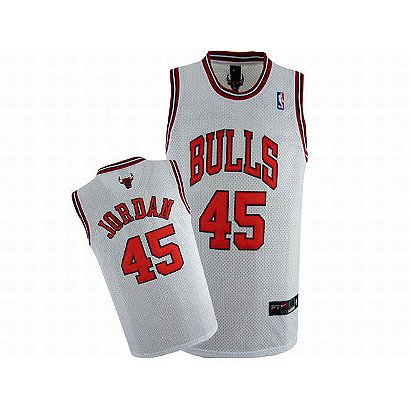 Nike Jordan #45 NBA Bulls White Jersey Red Number