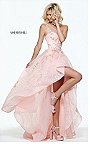 Appliqued Sherri Hill Hi-Low 50968 One Shoulder Gown In Light Pink Color