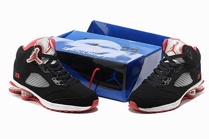 Nike Air Jordan 5 Shox R4 Fusion Custom Black Red Mens Shoes