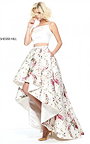 2017 Multi Printed 51205 Sherri Hill Ivory Floral 2 PC Cute Hi-Low Prom Dress