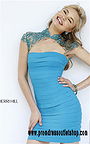 Turquoise Sherri Hill 32328 Cutout Fitted Beaded Bandage Prom Dress 2015