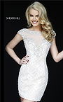 Short 2015 Sherri Hill 11311 Boat Neck Beaded V-Back Homecoming Dress