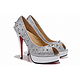 Christian Louboutin Very Mix 140mm Silver Strass Peep Toe Pumps (duplicate)