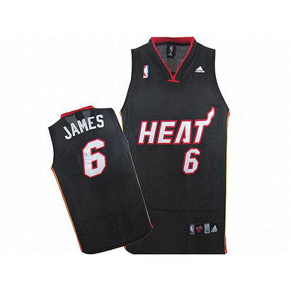 Adidas Lebron James Black Heat Swingman Jersey #6 White Red Number