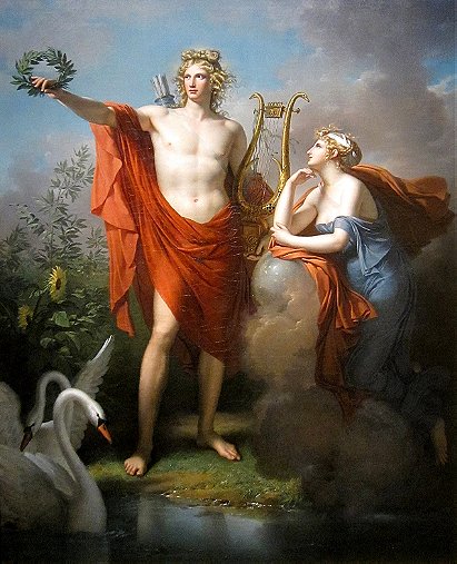 Apollo, God of Light, Eloquence, Poetry and the Fine Arts with Urania, Muse of Astronomy