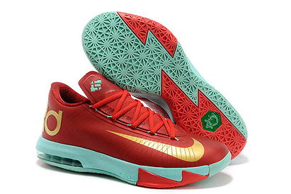 Nike Zoom KD VI Light Crimson/Gold/Green Glow Men Size Basketball Shoes - 