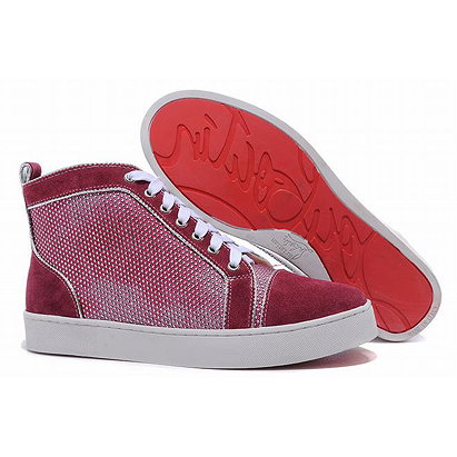 Red Christian Louboutin Louis Rhinestones High Top Mens Red Sole Shoes