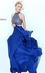 2-PC Sweetheart Sherri Hill 50096 Halter Neck Royal Sequins Evening Gown